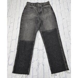 Pacsun Pants Gray Jeans High Rise Straight Frayed Hem Grunge Punk WOMENS SIZE 25